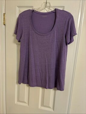 Eileen Fisher Lilac Scoop Neck Short Sleeve Tee